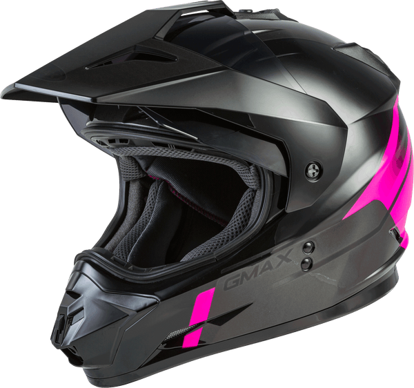 GMAX GM-11 DUAL-SPORT SCUD HELMET BLACK/PINK/GREY XS G1113403