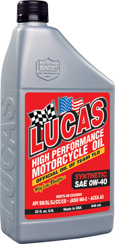 LUCAS SYNTHETIC HIGH PERFORMANCE OIL 0W-40 1QT 10718