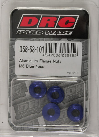 DRC ALUMINUM FLANGE NUTS BLUE M6X12MM 4/PK D58-53-101