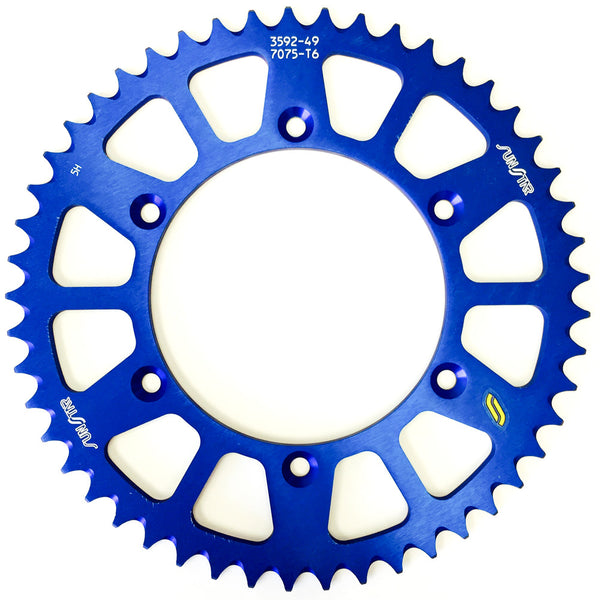 SUNSTAR REAR SPROCKET ALUMINUM 49T-520 BLU HON/YAM 5-359249BL