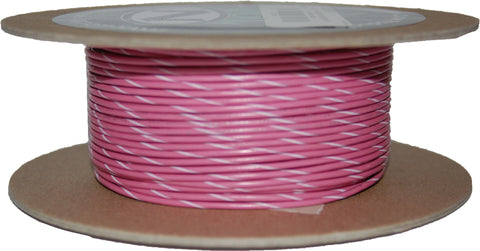 NAMZ CUSTOM CYCLE PRODUCTS #18-GAUGE PINK/WHITE STRIPE 100' SPOOL OF PRIMARY WIRE NWR-109-100