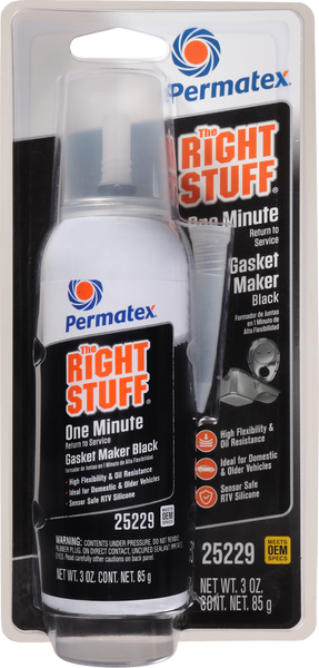 PERMATEX RIGHT STUFF BLACK ONE MINUTE GASKET 3 OZ 25229