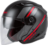 GMAX OF-77 OPEN-FACE REFORM HELMET MATTE BLACK/RED/SILVER LG O1776326