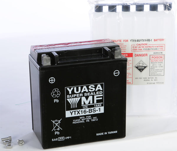 YUASA BATTERY YTX16-BS-1 MAINTENANCE FREE YUAM32X61