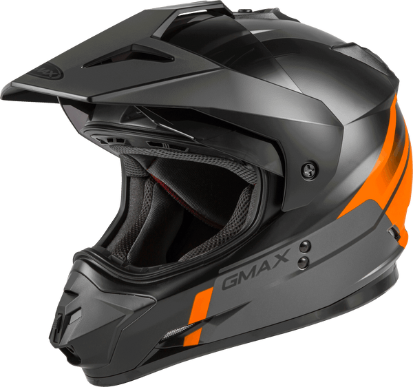 GMAX GM-11 DUAL-SPORT SCUD HELMET MATTE BLACK/ORANGE/GREY LG G1113136