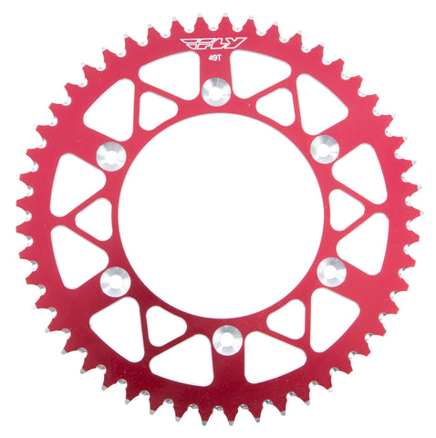 FLY RACING REAR SPROCKET ALUMINUM 49T-520 RED HON 225-49 RED