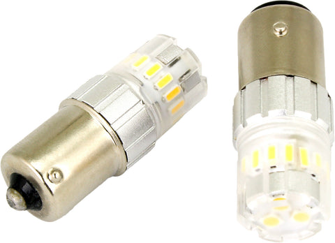 CYRON LED BAU15S PY21W RED PAIR SINGLE CONTACT OFFSET PIN AB7507E-R