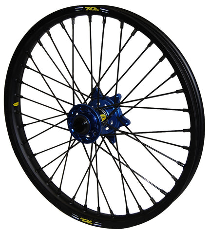 PRO-WHEEL WHEEL FRONT 1.60X21 BLUE HUB BLK RIM/BLK SPOKE/BLK NIPPLE 23-5703222