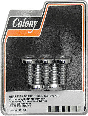 COLONY MACHINE BRAKE ROTOR HARDWARE REAR TORX SCREW KIT 9818-5
