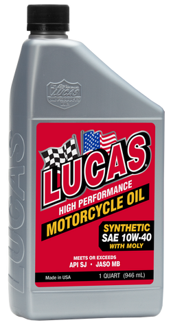 LUCAS SYNTHETIC HIGH PERFORMANCE 4T OIL W/MOLY 10W-40 1QT 10777