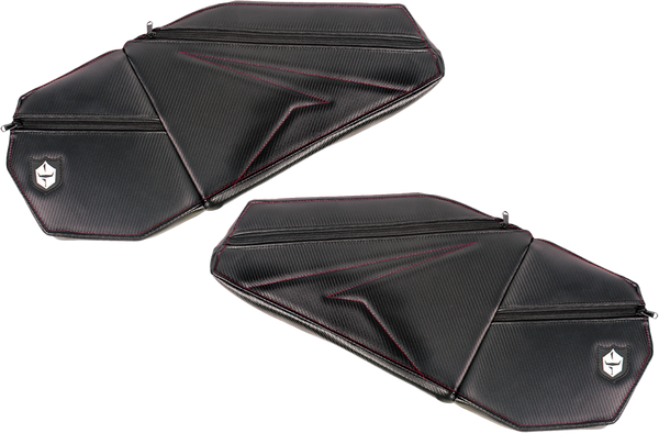 PRO ARMOR FRONT DOOR KNEE PADS WITH STORAGE RED STITCHING POL P199Y320RD
