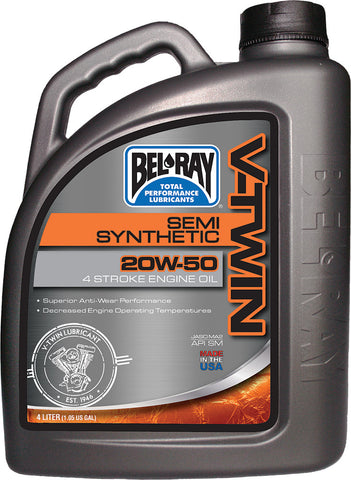 BEL-RAY V-TWIN SEMI-SYNTHETIC ENGINE OIL 20W-50 4L 96910-BT4