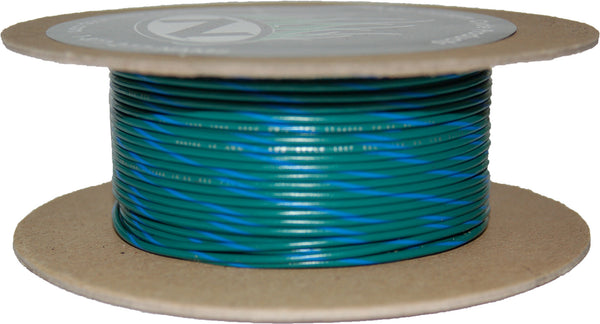 NAMZ CUSTOM CYCLE PRODUCTS #18-GAUGE GREEN/BLUE STRIPE 100' SPOOL OF PRIMARY WIRE NWR-56-100