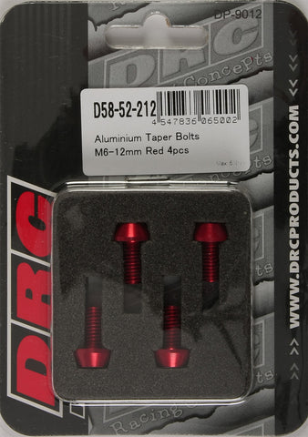 DRC ALUMINUM TAPER BOLTS RED M6X12MM 4/PK D58-52-212