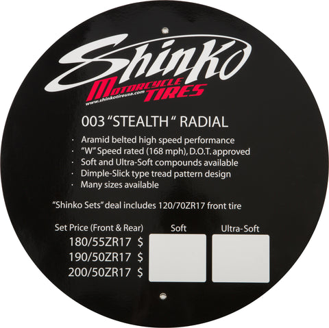 SHINKO TIRE DISPLAY SIGN 003 STEALTH 003 STEALTH INSERT