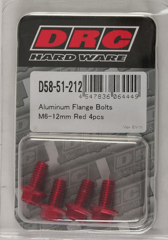 DRC ALUMINUM FLANGE BOLTS RED M6X12MM 4/PK D58-51-212