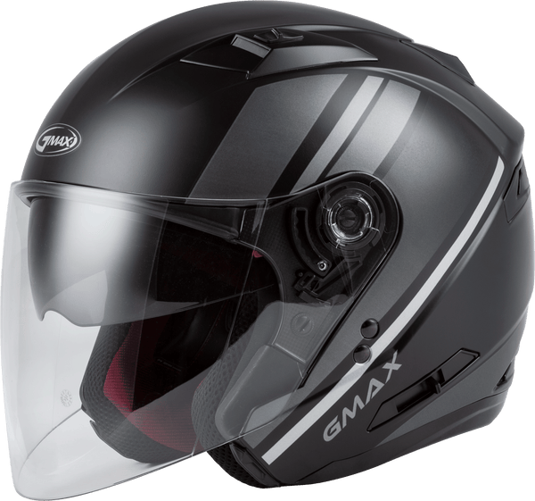 GMAX OF-77 OPEN-FACE REFORM HELMET MATTE BLACK/SILVER MD O1776815