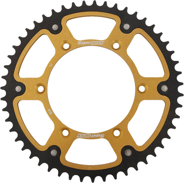 SUPERSPROX REAR STEALTH SPROCKET ALU/STL 51T-520 GLD SUZ RST-808-51-GLD