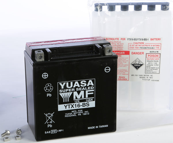 YUASA BATTERY YTX16-BS MAINTENANCE FREE YUAM32X6S