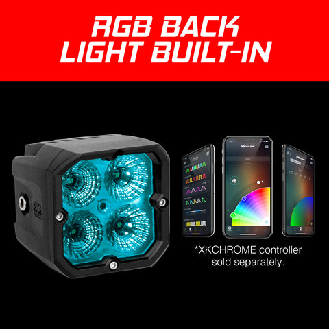 XK GLOW 20W RGB POD LIGHTS FLOOD BEAM PR XK065001-FL-KIT