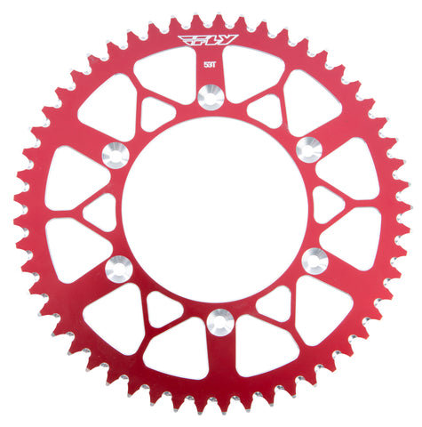 FLY RACING REAR SPROCKET ALUMINUM 53T-520 RED HON 225-53 RED