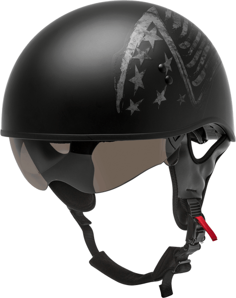 GMAX HH-65 HALF HELMET BRAVERY MATTE BLACK/GREY SM H1656504