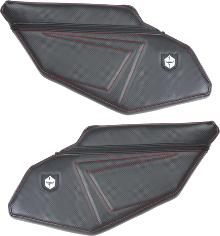 PRO ARMOR STOCK REAR DOOR KNEE PADS WITH STORAGE RED STITCHING POL P1910Y331RD