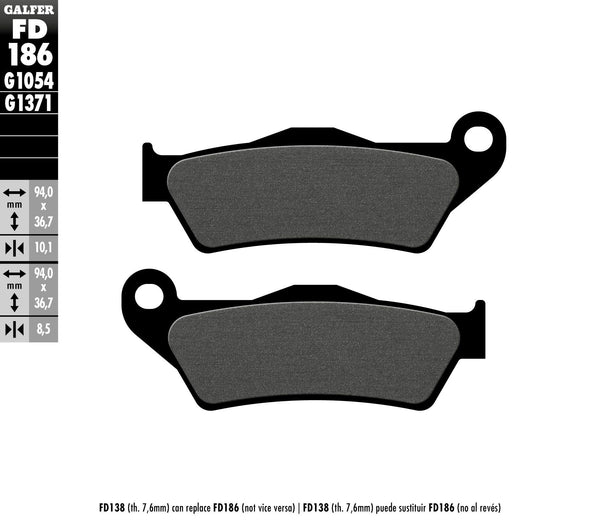 GALFER BRAKE PADS SEMI METALLIC FD186G1054 FD186G1054