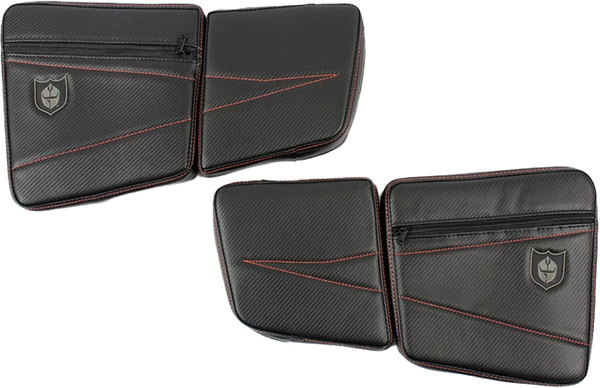 PRO ARMOR FRONT DOOR KNEE PADS WITH STORAGE RED STITCHING P144055RD