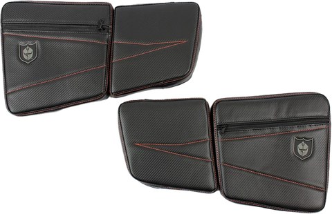 PRO ARMOR FRONT DOOR KNEE PADS WITH STORAGE RED STITCHING P144055RD