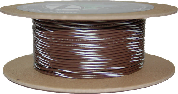 NAMZ CUSTOM CYCLE PRODUCTS #18-GAUGE BROWN/WHITE STRIPE 100' SPOOL OF PRIMARY WIRE NWR-19-100